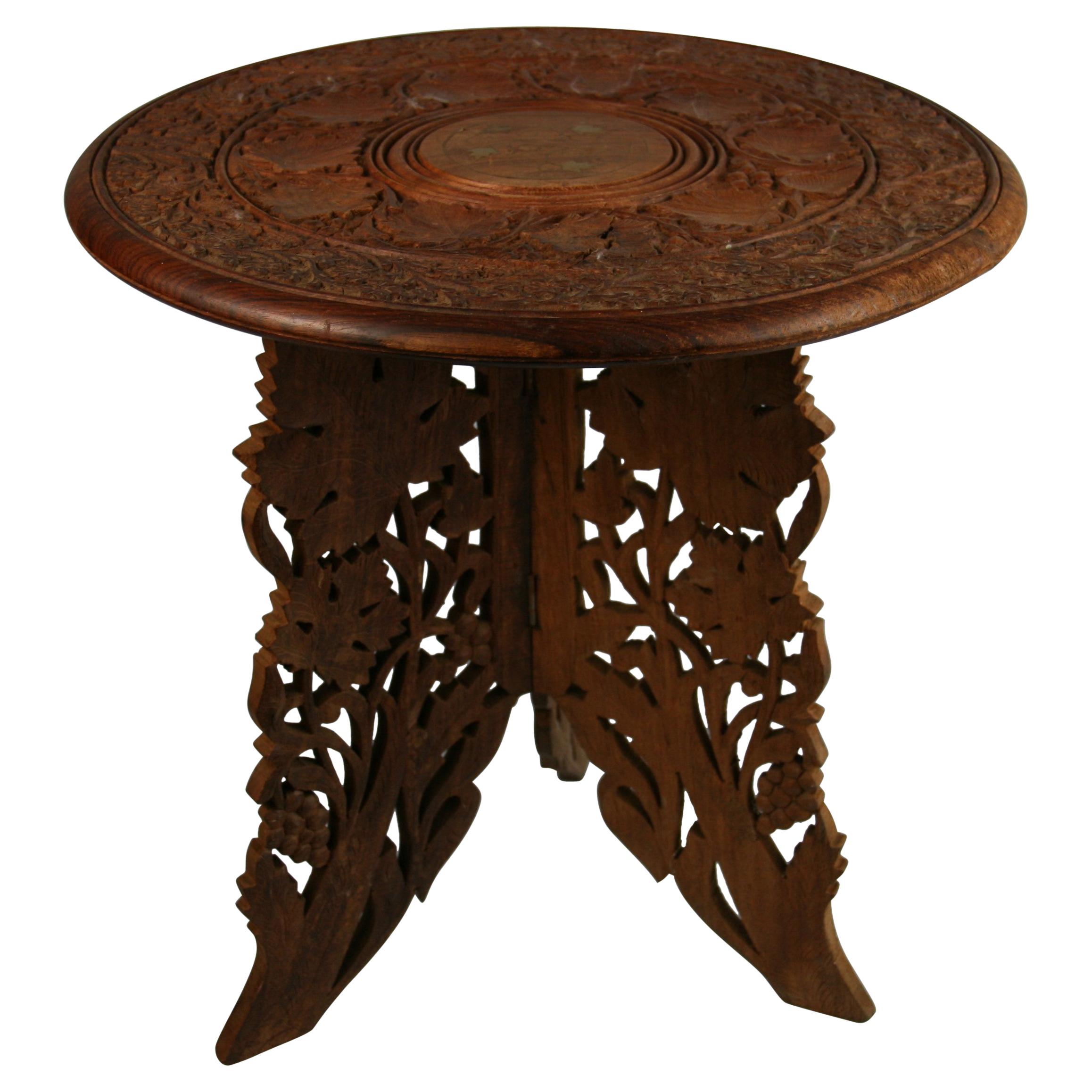 Burmese Carved wood Side Table For Sale
