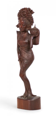 Burmese Carved Wooden Small Female Figure