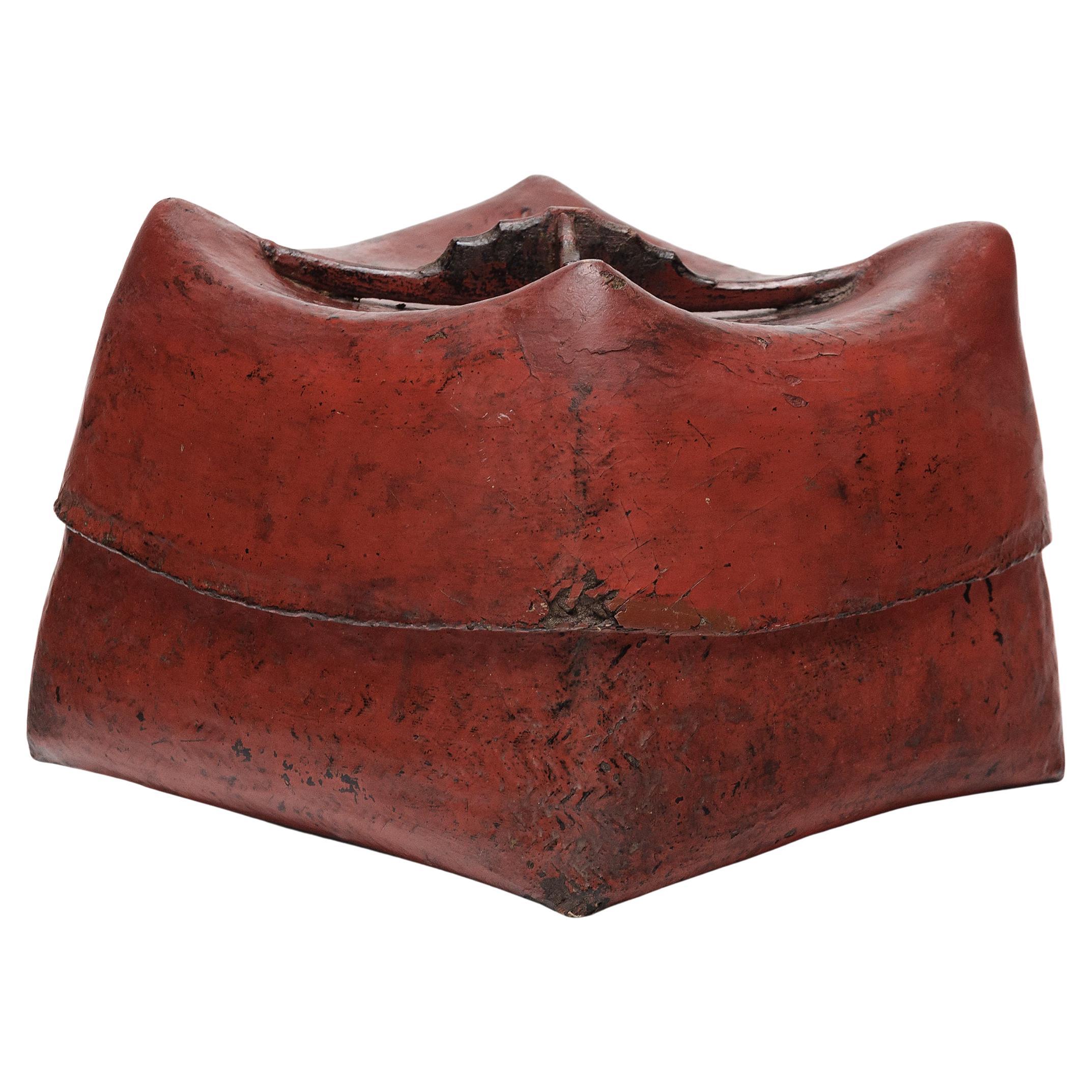 Burmese Cinnabar Red Lacquer Box, c. 1900