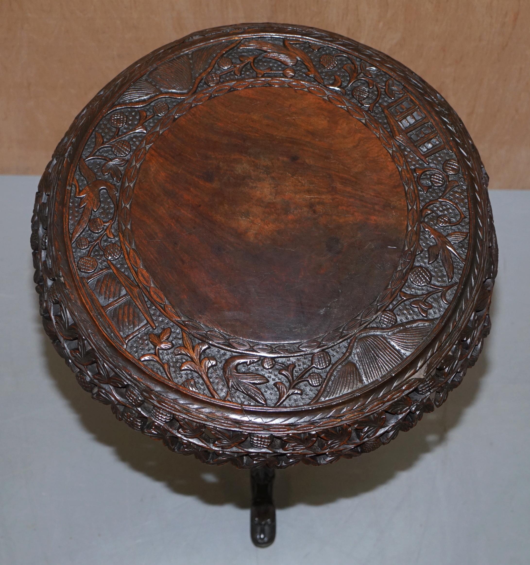 We are delighted to offer for sale this stunning circa 1880 Anglo-Indian hand carved tilt top table in solid hardwood

A very good looking and collectable table, originally designed as a centre or occasional table table however by western