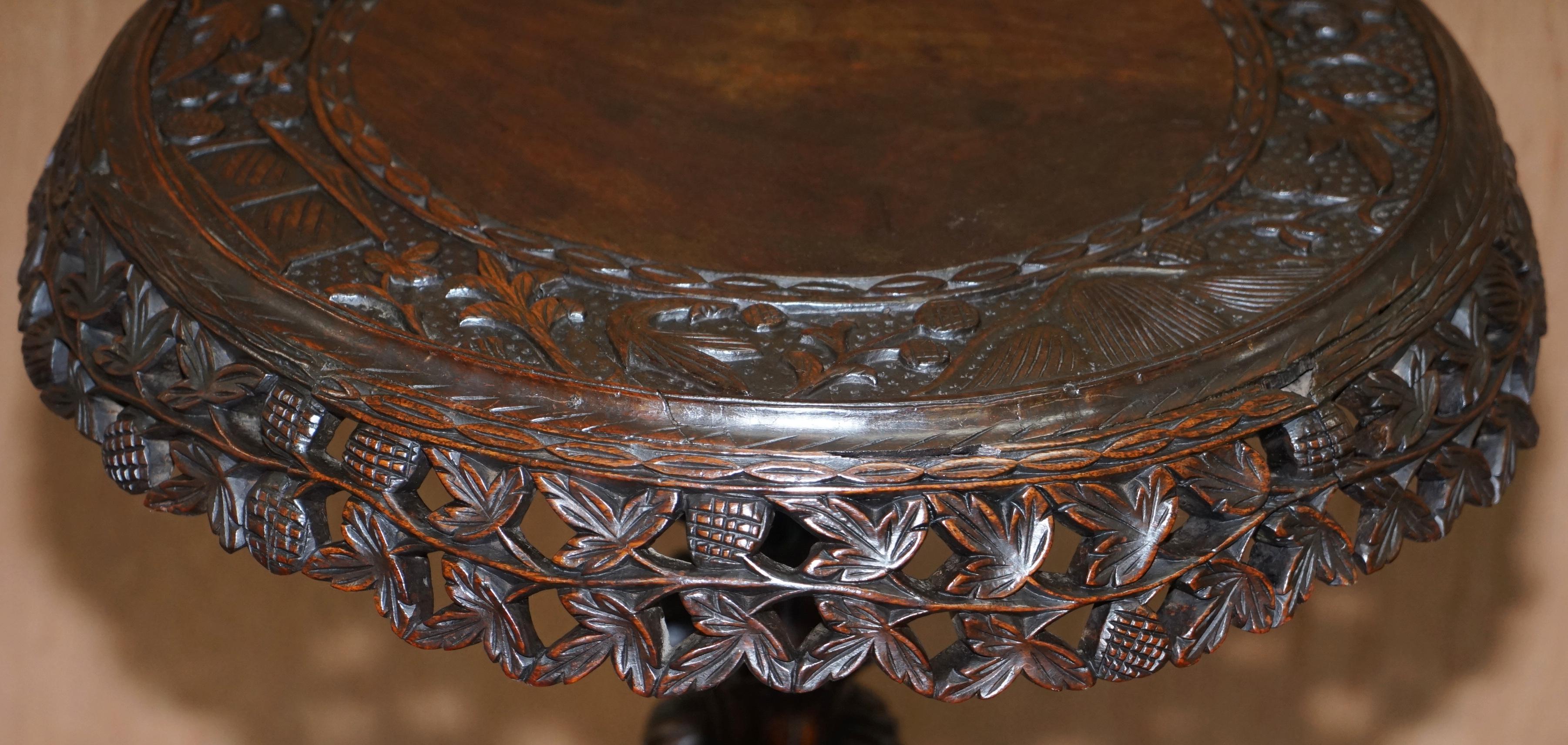 Burmese circa 1880 Anglo-Indian Hardwood Tilt Top Centre Occasional Side Table For Sale 2