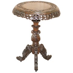 Used Burmese circa 1880 Anglo-Indian Hardwood Tilt Top Centre Occasional Side Table