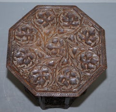 Burmese circa 1900 Anglo-Indian Hardwood Side End Wine Table Ornately Carved