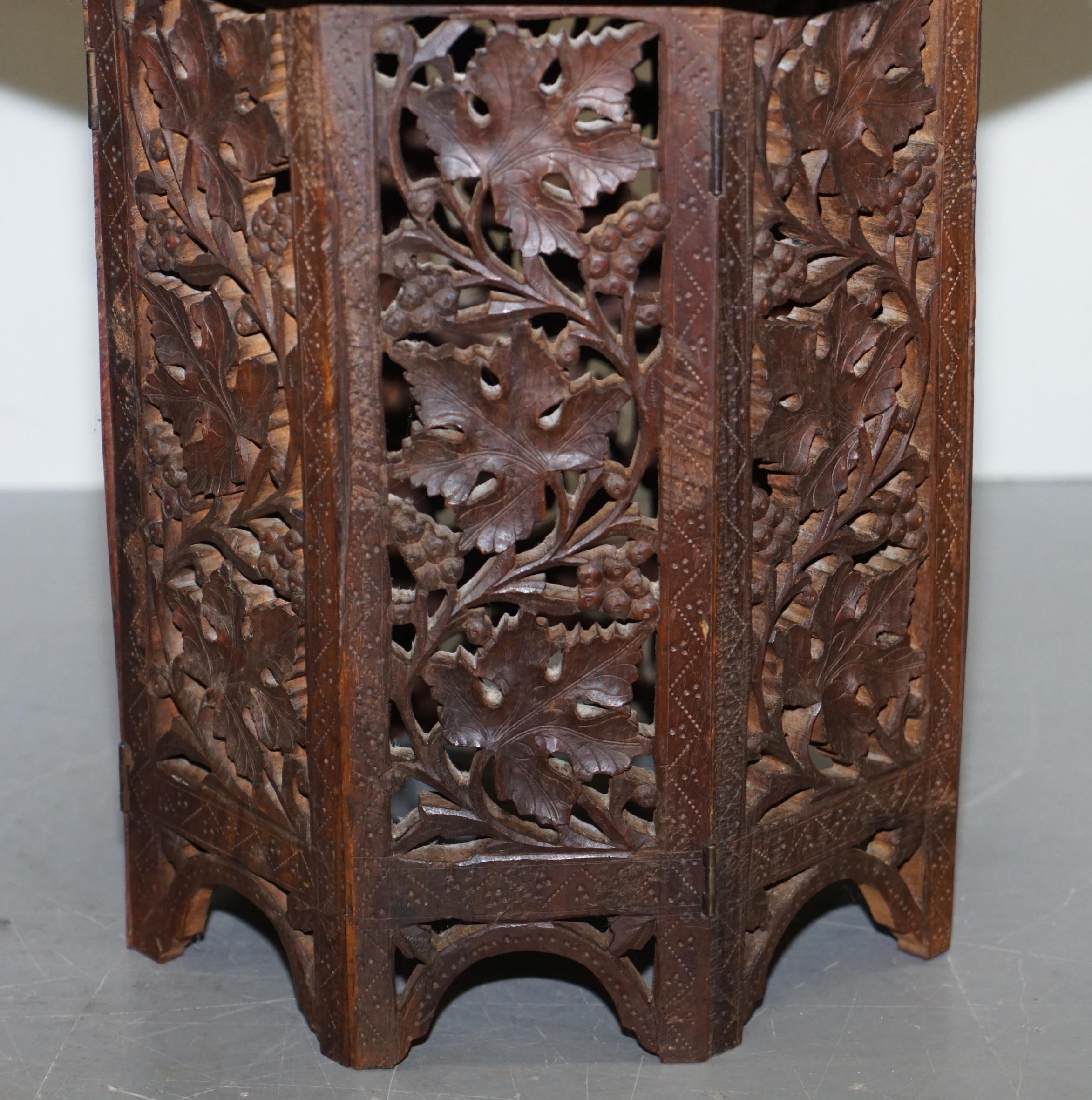 Burmese circa 1900 Anglo-Indian Hardwood Side End Wine Table Ornately Carved 2