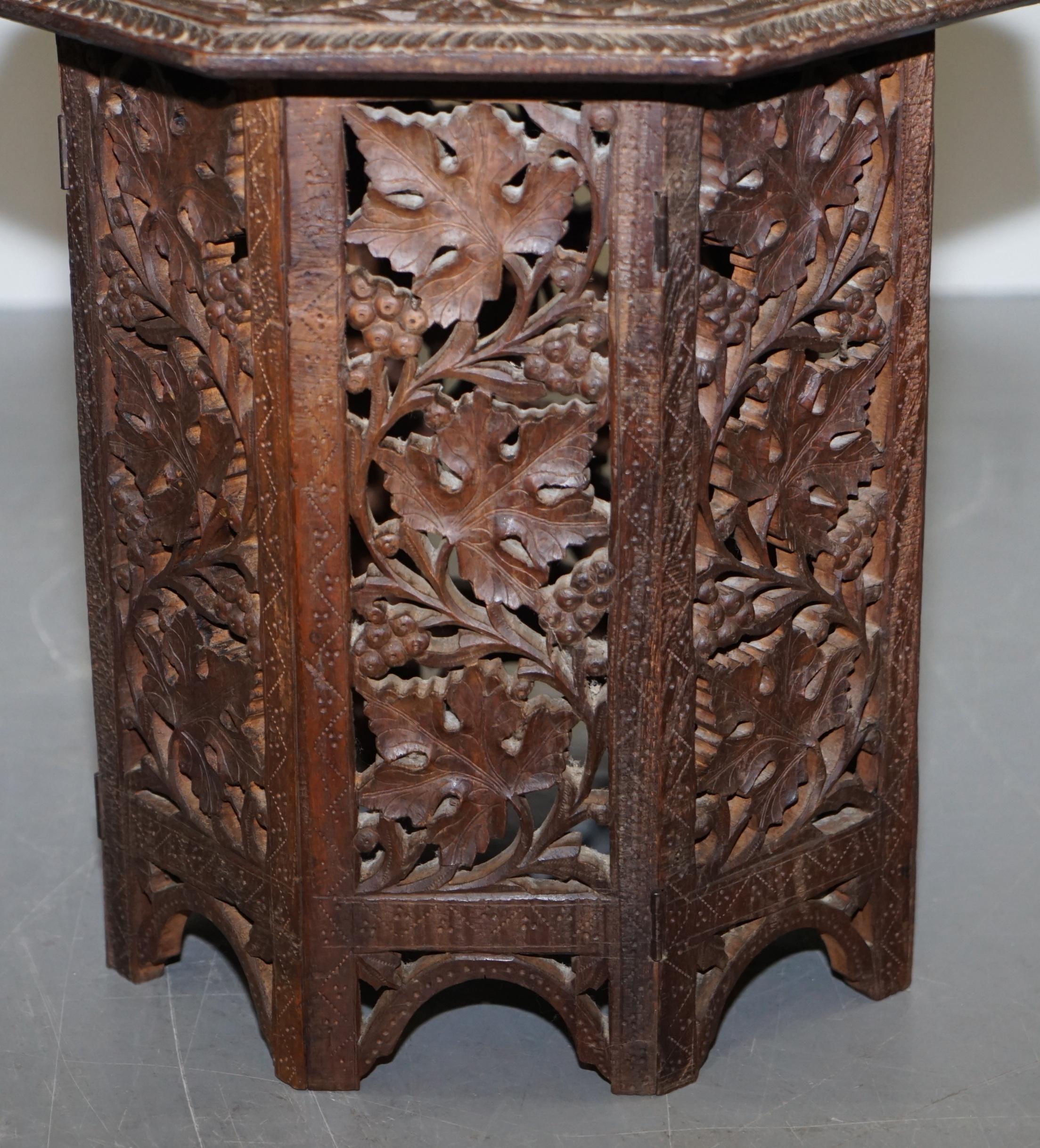 Burmese circa 1900 Anglo-Indian Hardwood Side End Wine Table Ornately Carved 4