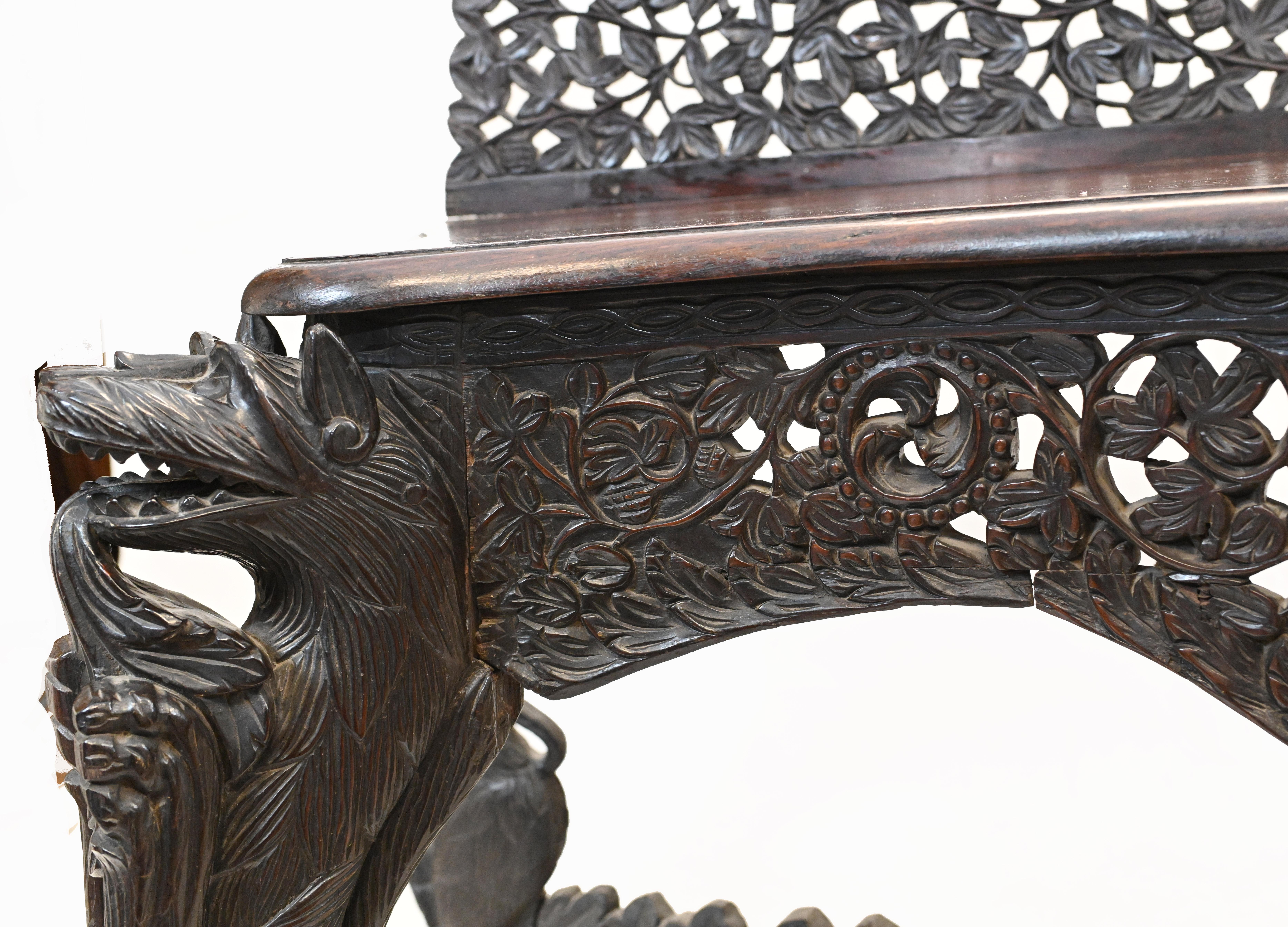 Burmese Console Table Antique Carved Burma Furniture, 1880 For Sale 4