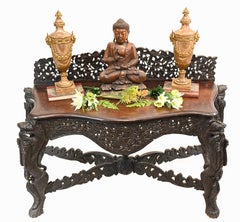 Burmese Console Table Antique Carved Burma Furniture, 1880