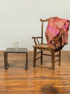 Minimalist Waterfall Side Table with Opium Mat Top and Horse Hoof Feet