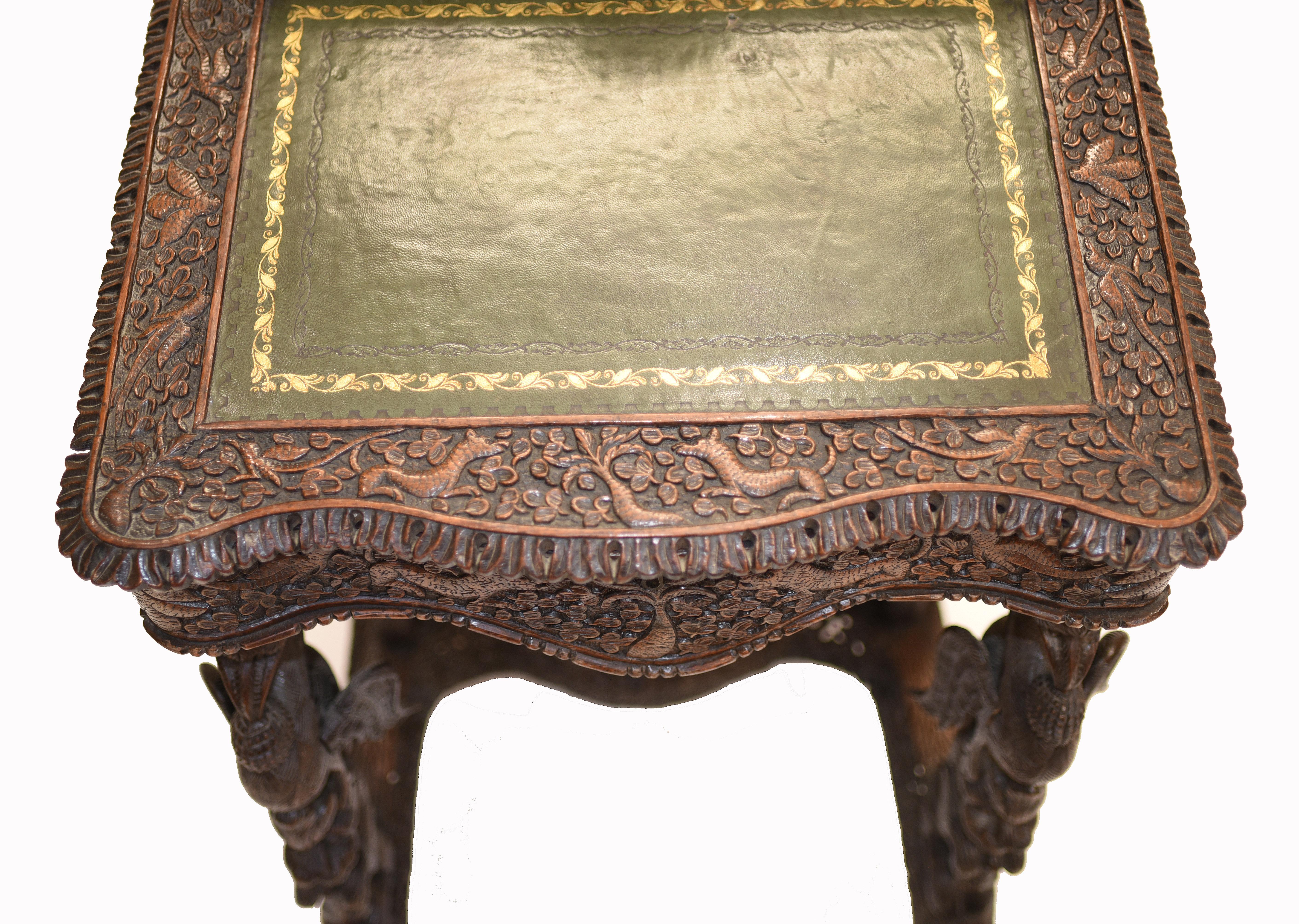 Burmese Davenport Desk Antique Hand Caved Burma Furniture, 1885 11
