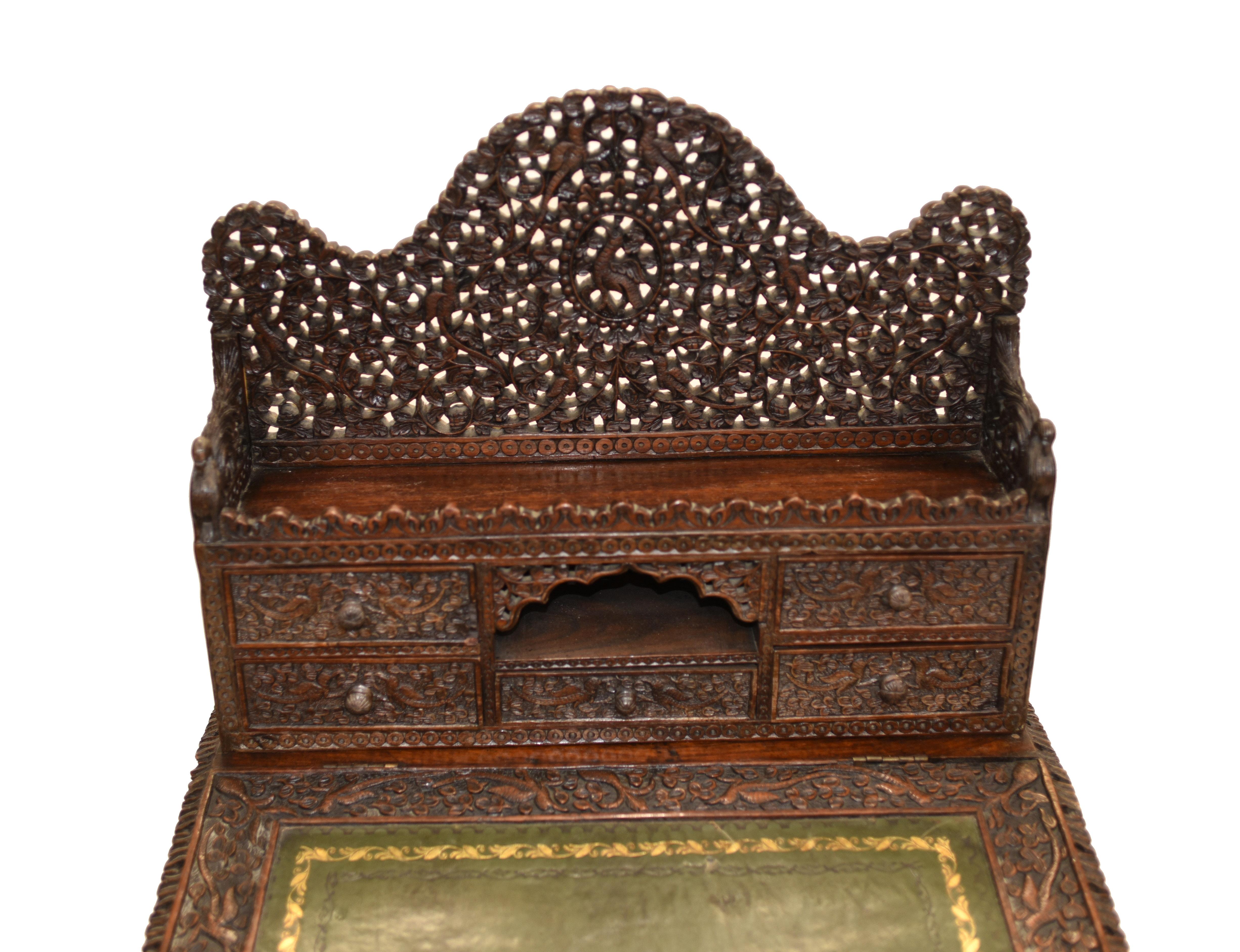 - You are viewing an exquisite antique Burmese Davenport desk
- We date this exceptional piece to circa 1885 and it really is a showstopper
- Burmese furniture is characterised by intricate carvings and this desk has it in abundance
- Love