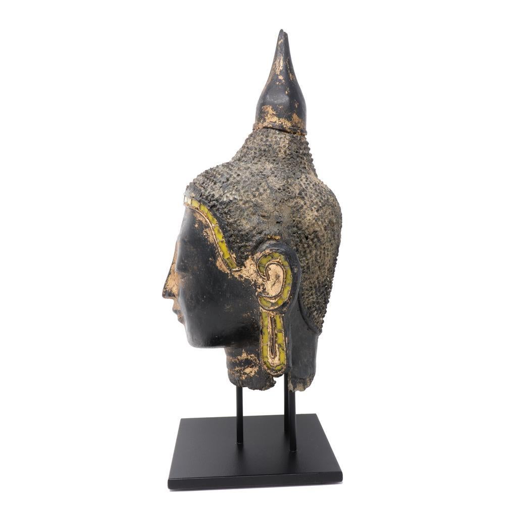 Burmese Dry Lacquer Buddha Head In Good Condition For Sale In Point Richmond, CA