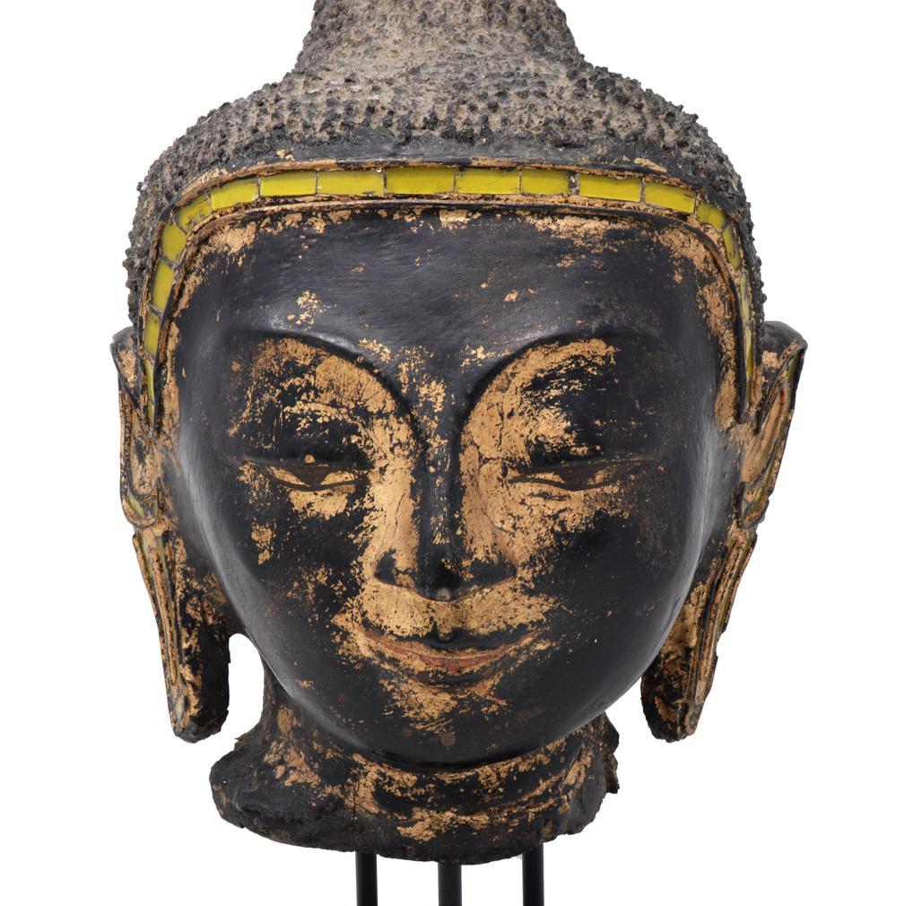 Burmese Dry Lacquer Buddha Head For Sale 1