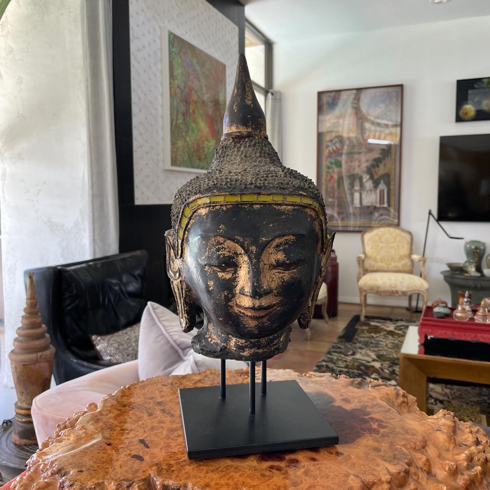 Burmese Dry Lacquer Buddha Head For Sale 3