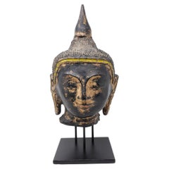 Tête de Bouddha birmane laquée à sec