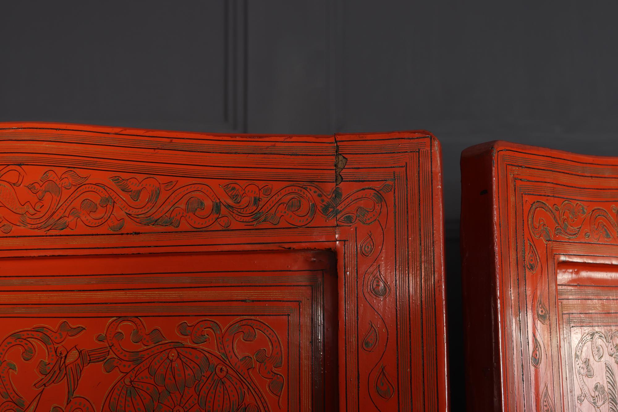 Burmese Five Fold Lacquered Screen, c1930 6
