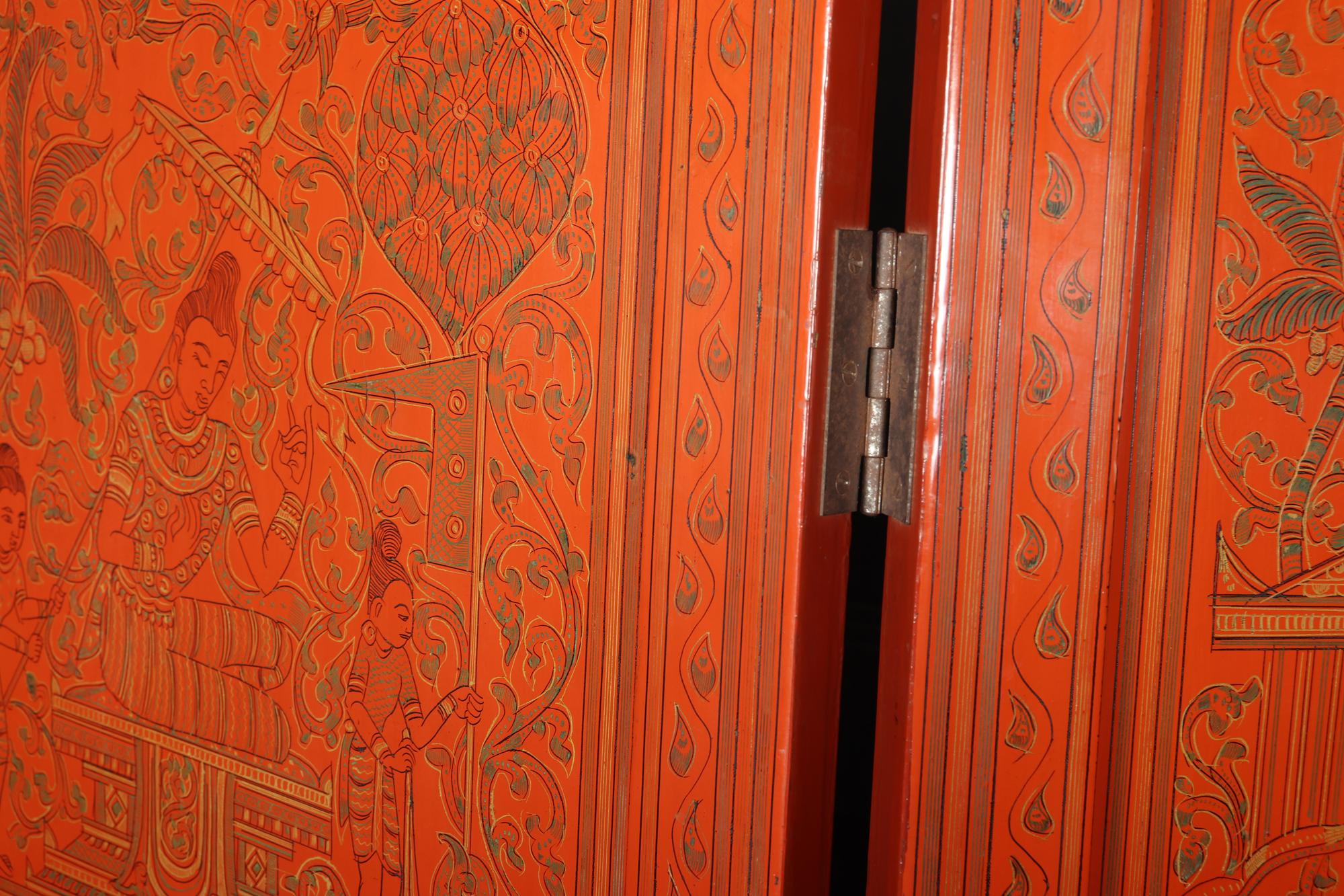 Burmese Five Fold Lacquered Screen, c1930 7