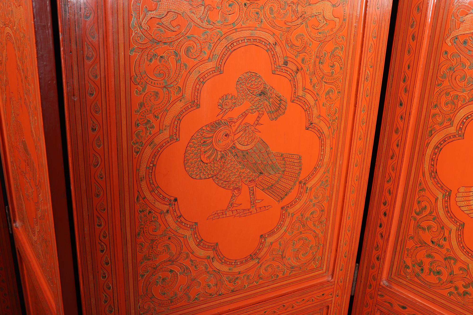 Burmese Five Fold Lacquered Screen, c1930 1