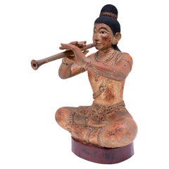 Figure de musicien birmane dorée, vers 1900