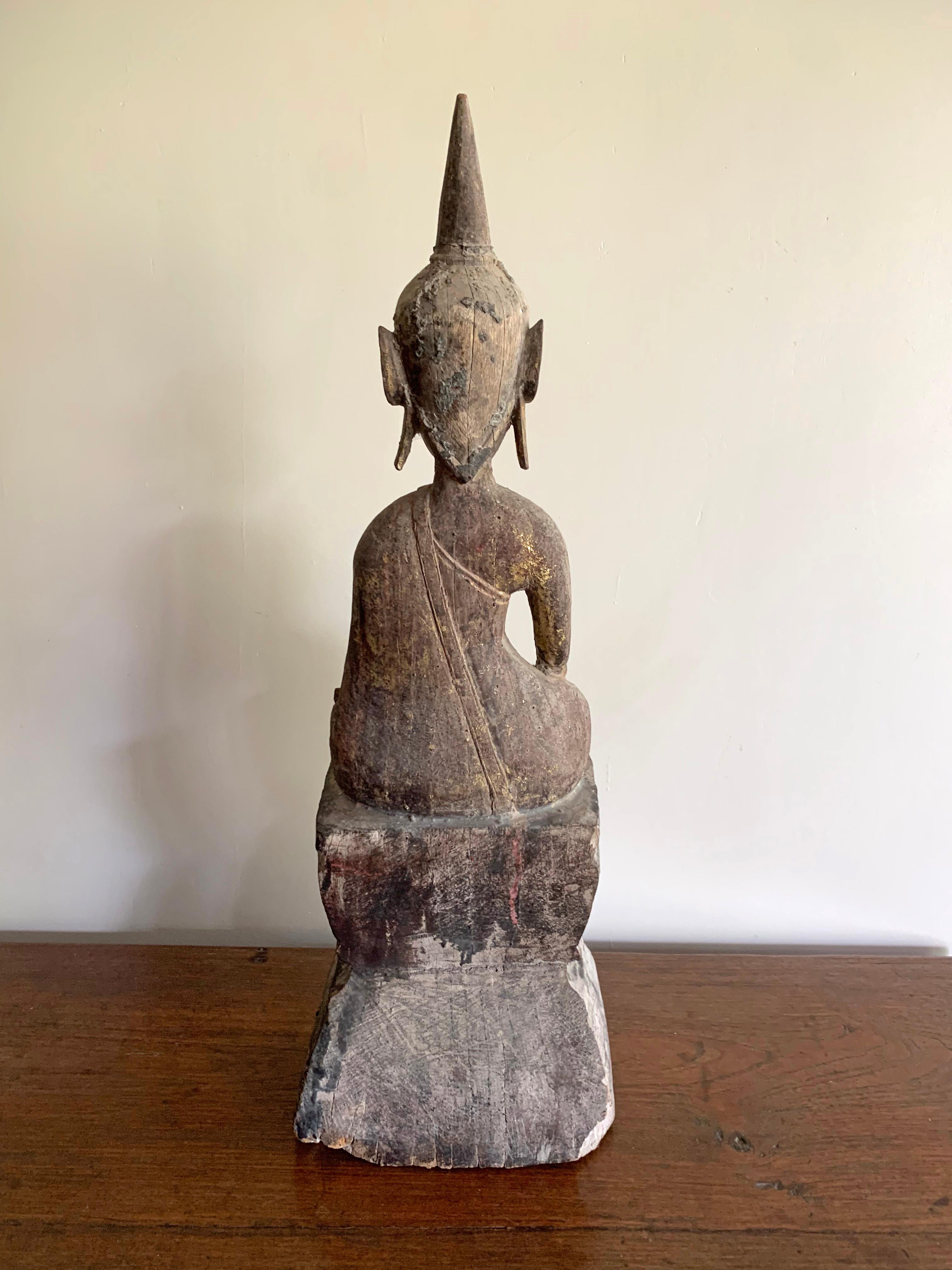 Giltwood Burmese Gilt-Wood Seated Buddha, Early 20th Century For Sale