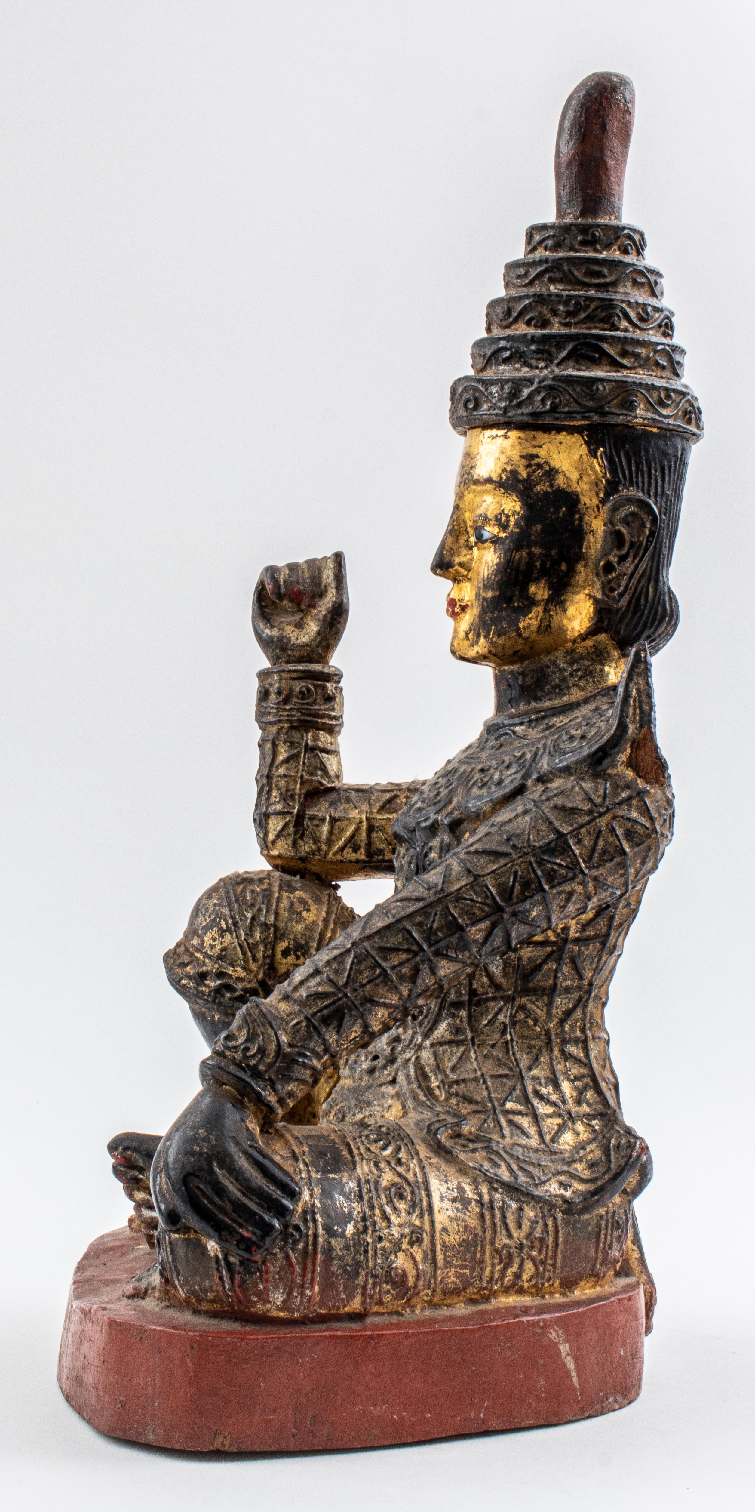 International Style Burmese Giltwood Nat Statue For Sale