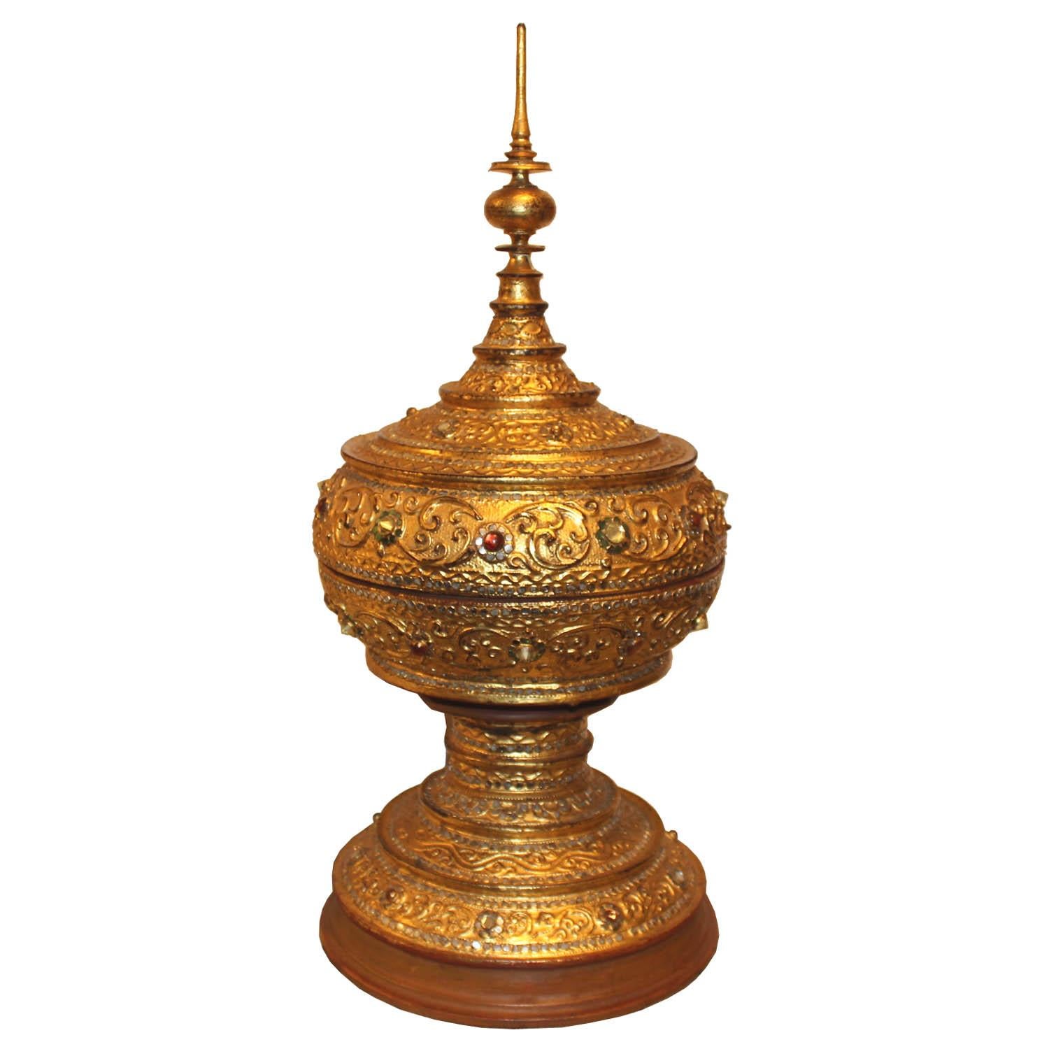 Burmese Gold Gilt Ceremonial Container For Sale at 1stdibs