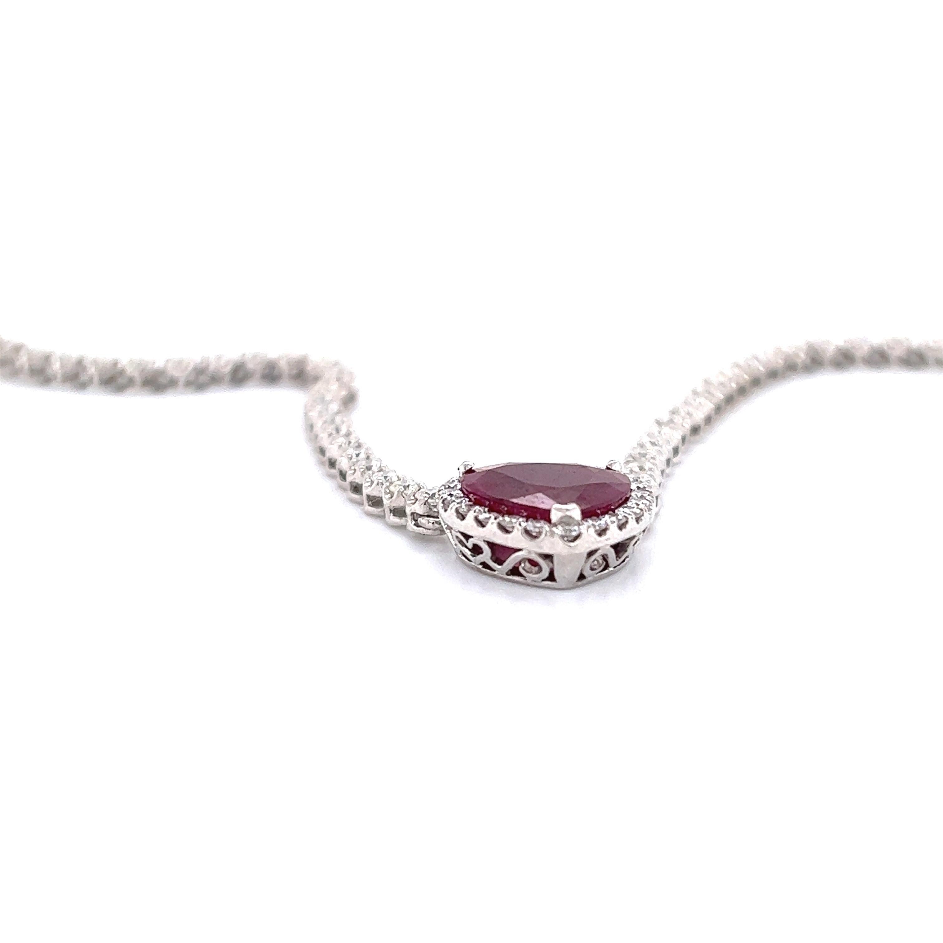 Burmese Heart Shaped Ruby & Diamond Necklace 11.16 Ct 2