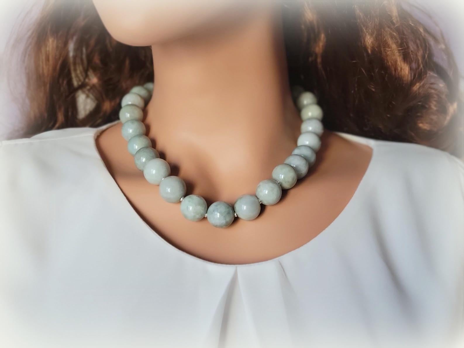 Burmesische Jade-Halskette (Perle) im Angebot