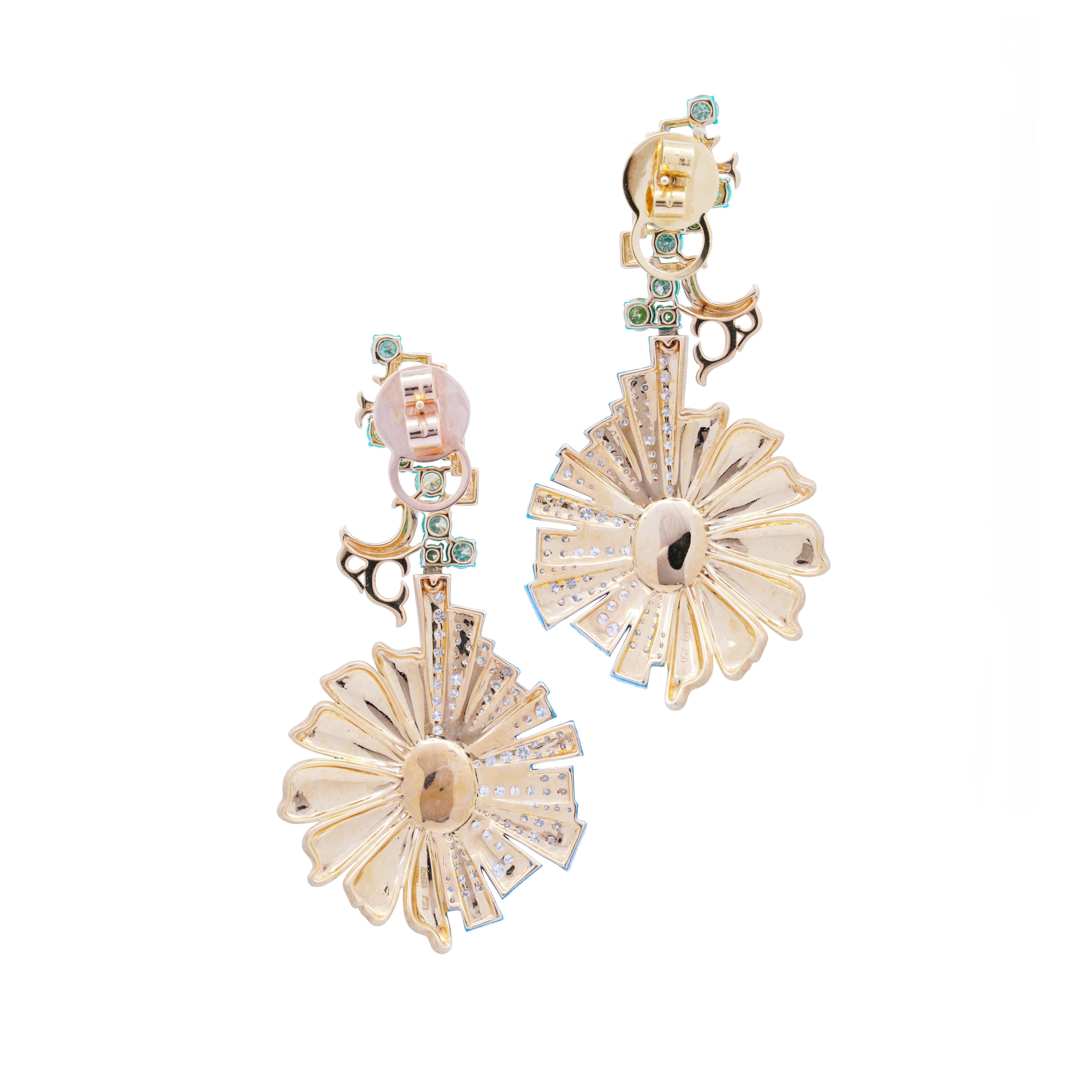 Introducing the Geminiflorous Earrings, a stunning creation from 'The Dizygotican Collection' by Austy Lee. These earrings take inspiration from the elegant shape of Tagetes patula, commonly known as the French marigold. The term 