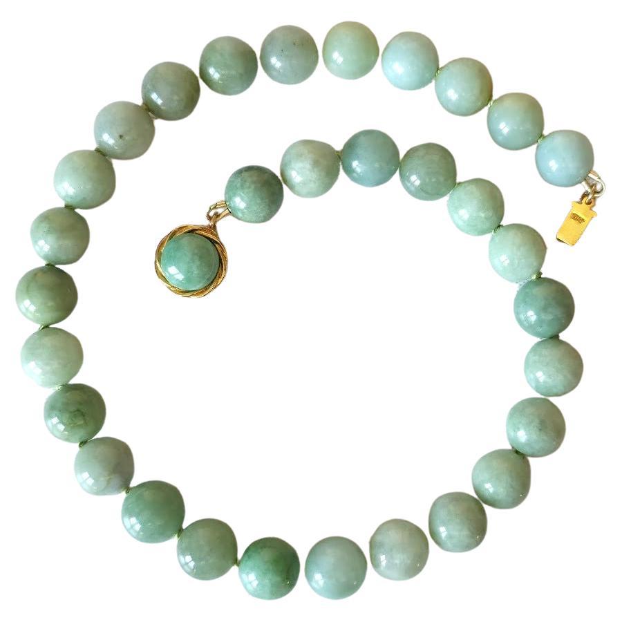 Burmese Jadeite Jade Knotted Beaded Necklace