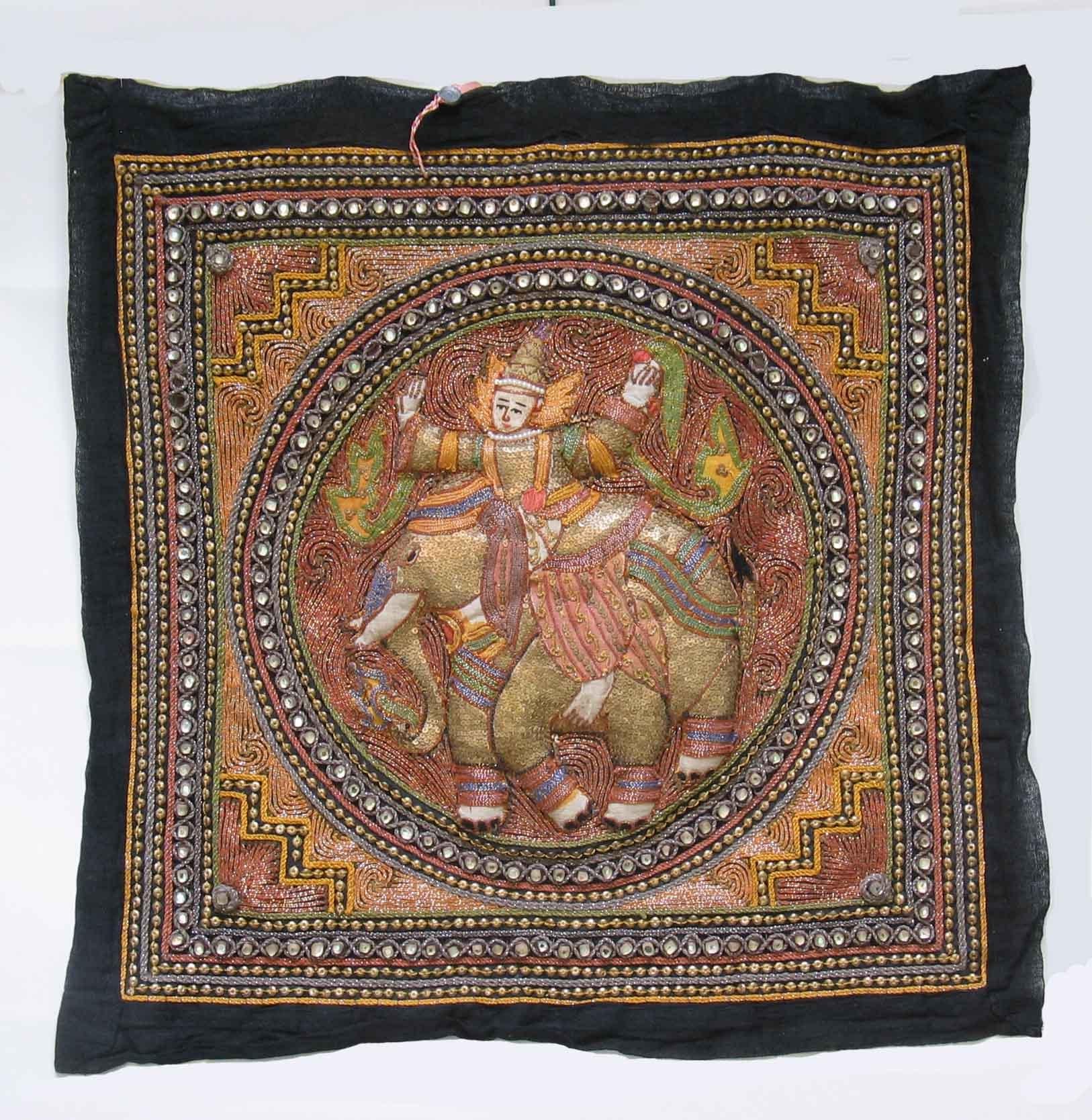 Other Burmese Kalaga Embroidered Tapestry Circa 1930’s For Sale