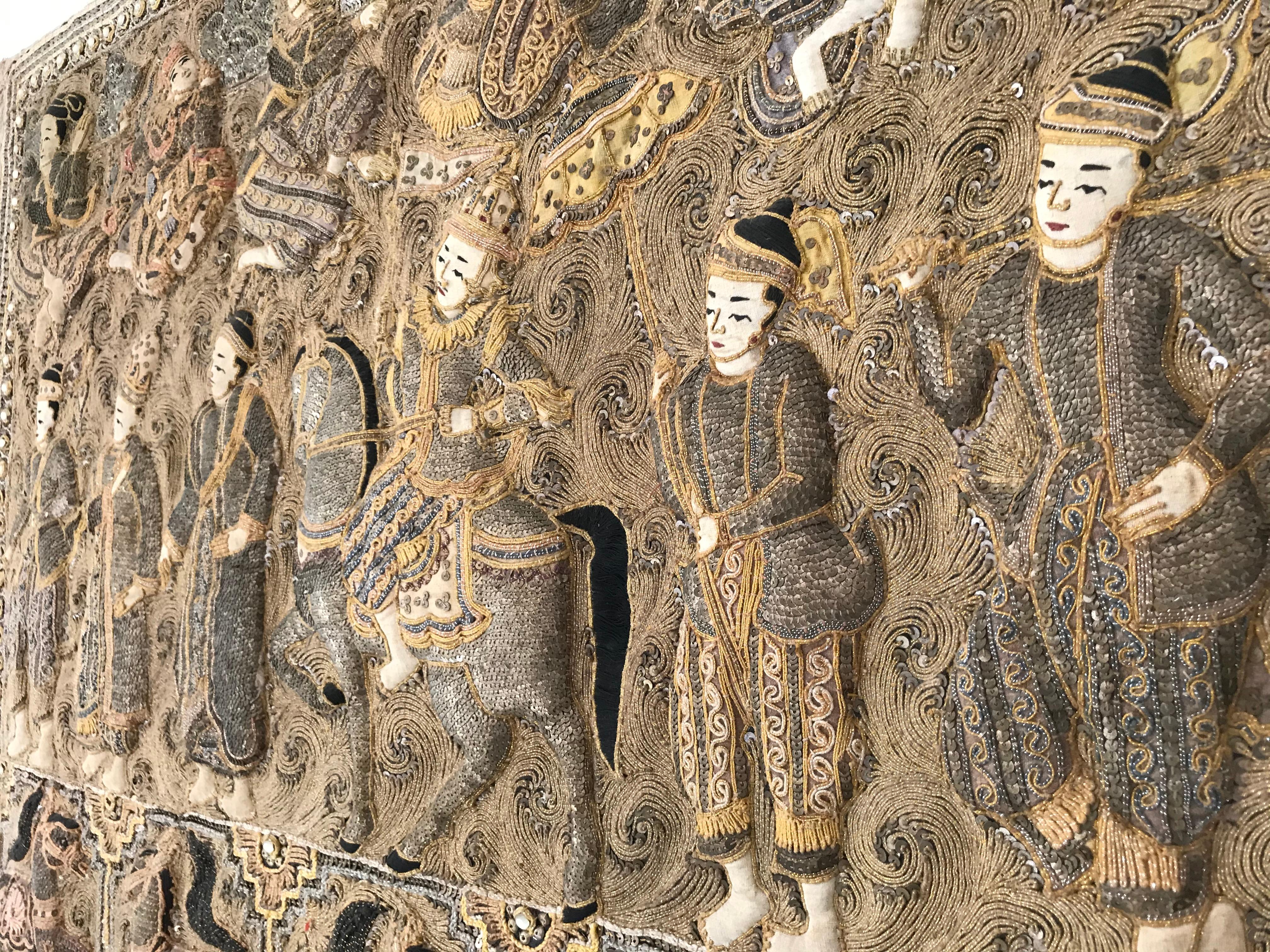 Burmese Kalaga Tapestry Representing a Royal Procession, circa 1900 1