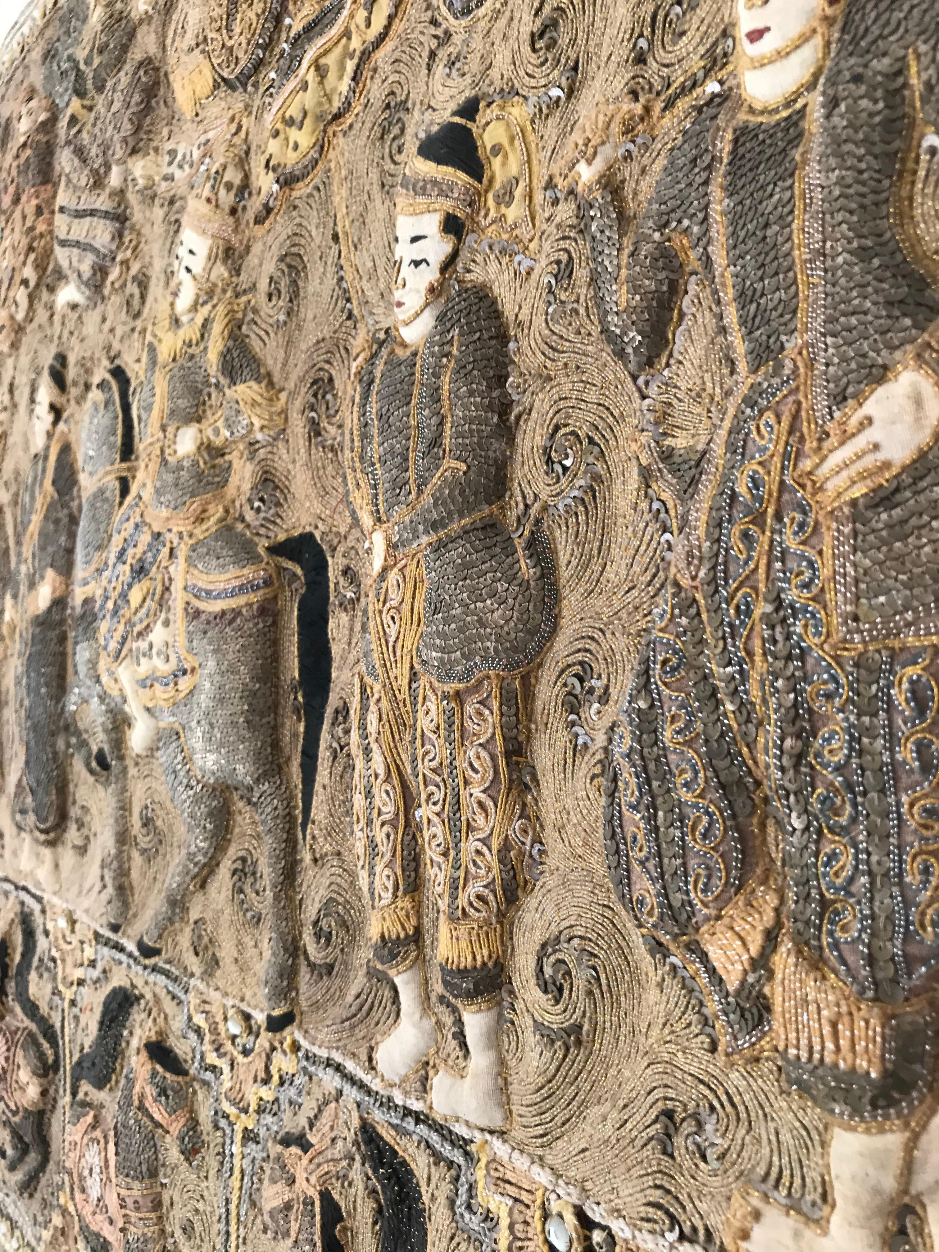 Burmese Kalaga Tapestry Representing a Royal Procession, circa 1900 2