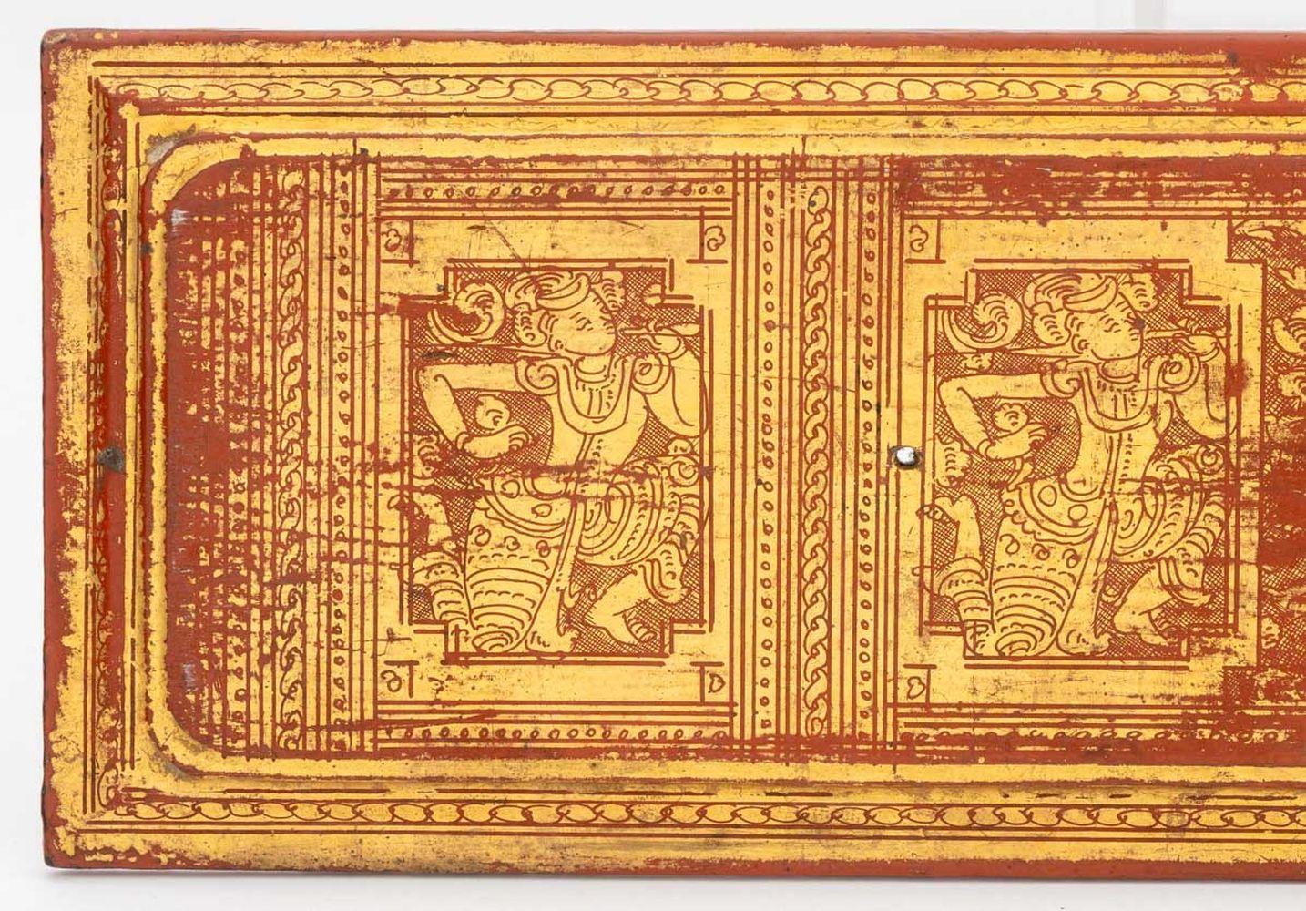 Pagine manoscritte di legno dorato birmano Kammavacha, 16 in vendita 1