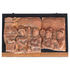 Burmese/Khmer Style Terra Cotta Figural Relief