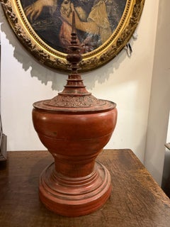 Burmese Lacquer Pagoda Vessel, 19th Century, Good Condition