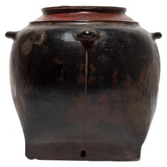 Antique Burmese Lacquered Storage Vessel