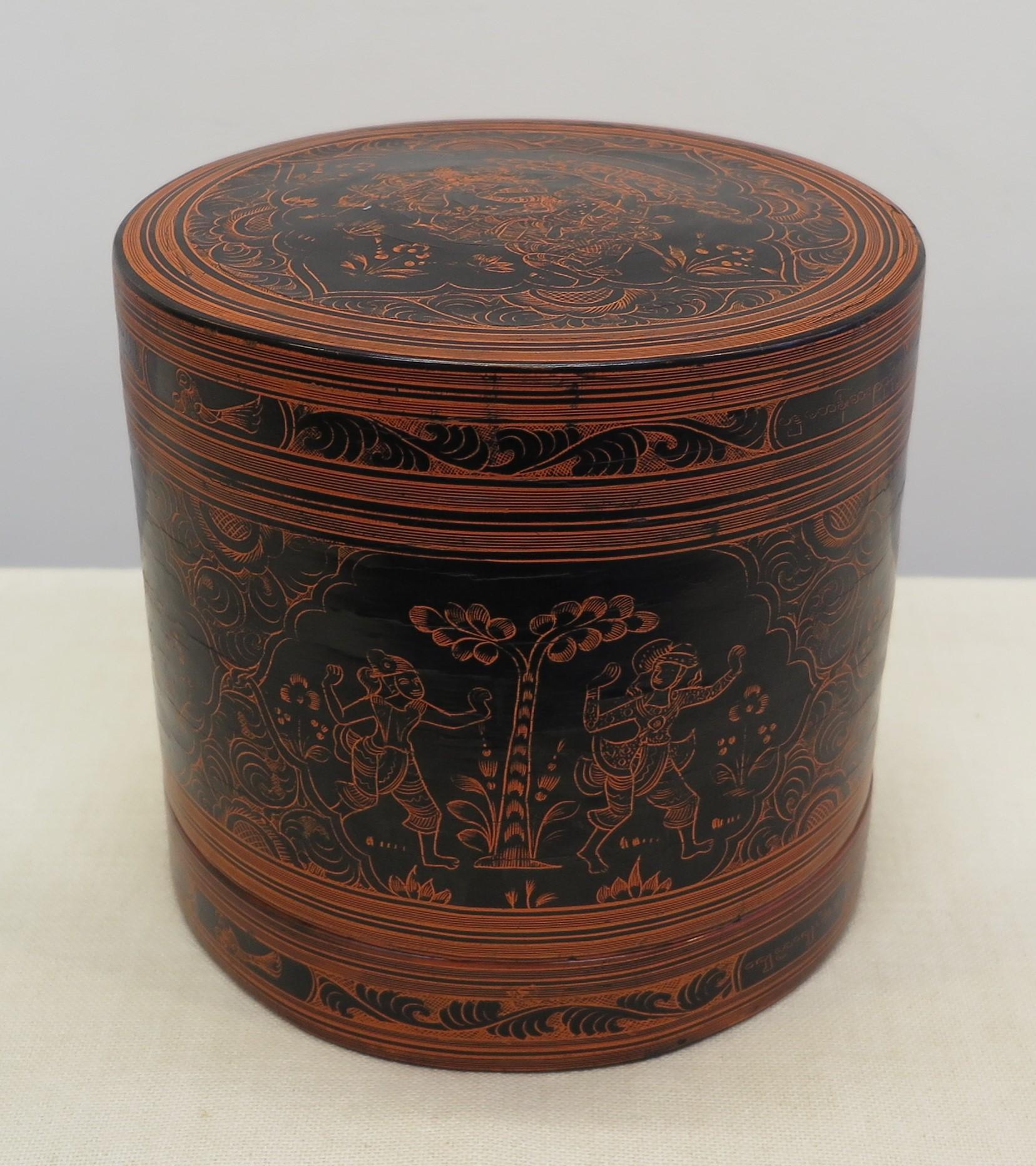 Birmesische Lacquerware Betel-Box (Birmanisch) im Angebot