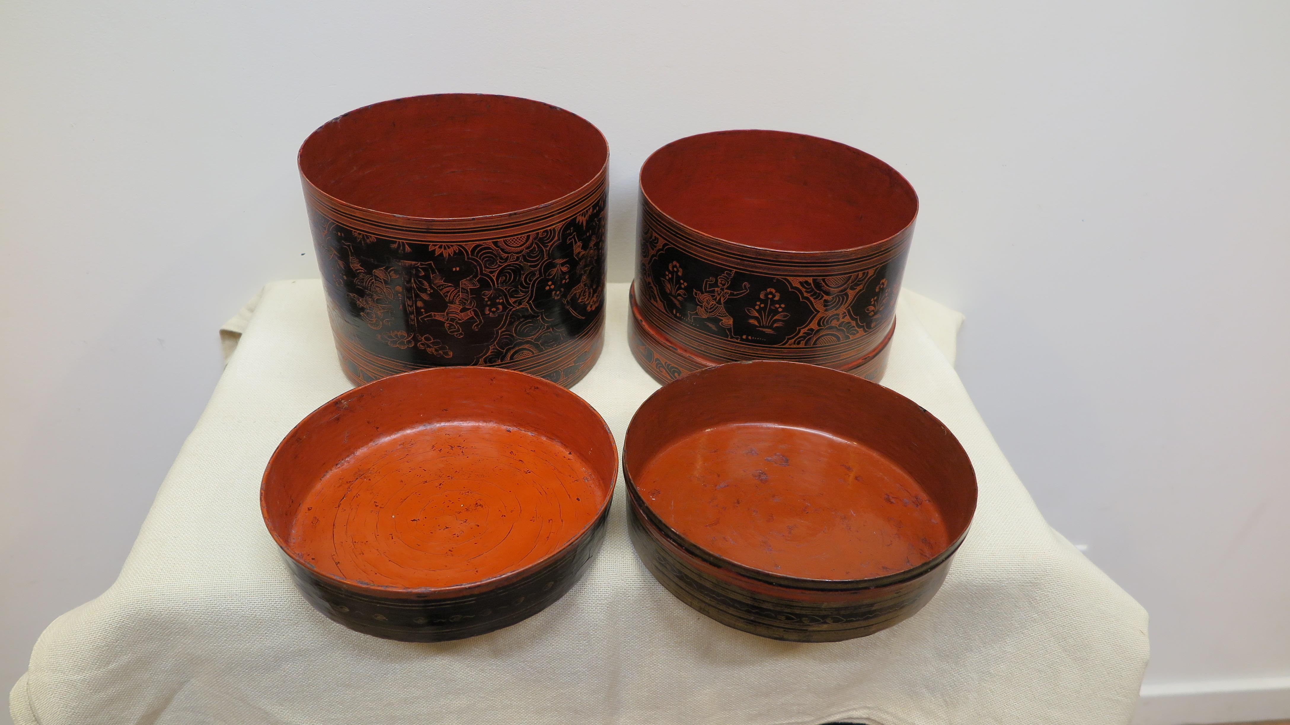 20th Century Burmese Lacquerware Betel Box For Sale