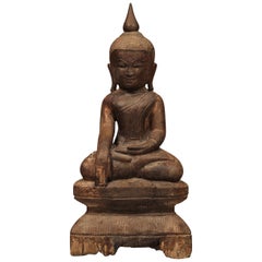 Burmese Mandalay Period Seated Wooden Buddha