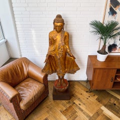 Burmese Mandalay Style Gilt Bronze Standing Buddha, 20th Century