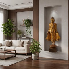 Burmese Mandalay Style Gilt Bronze Standing Buddha, 20th Century