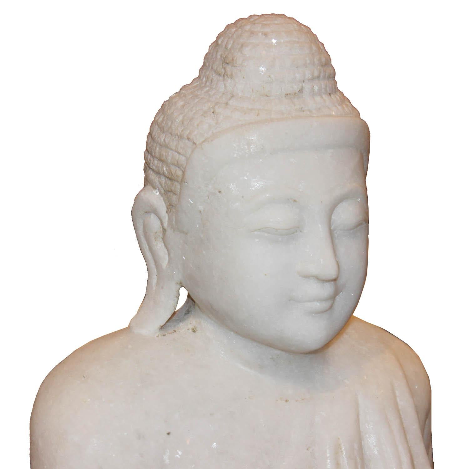 19th century marble sitting Buddha with 