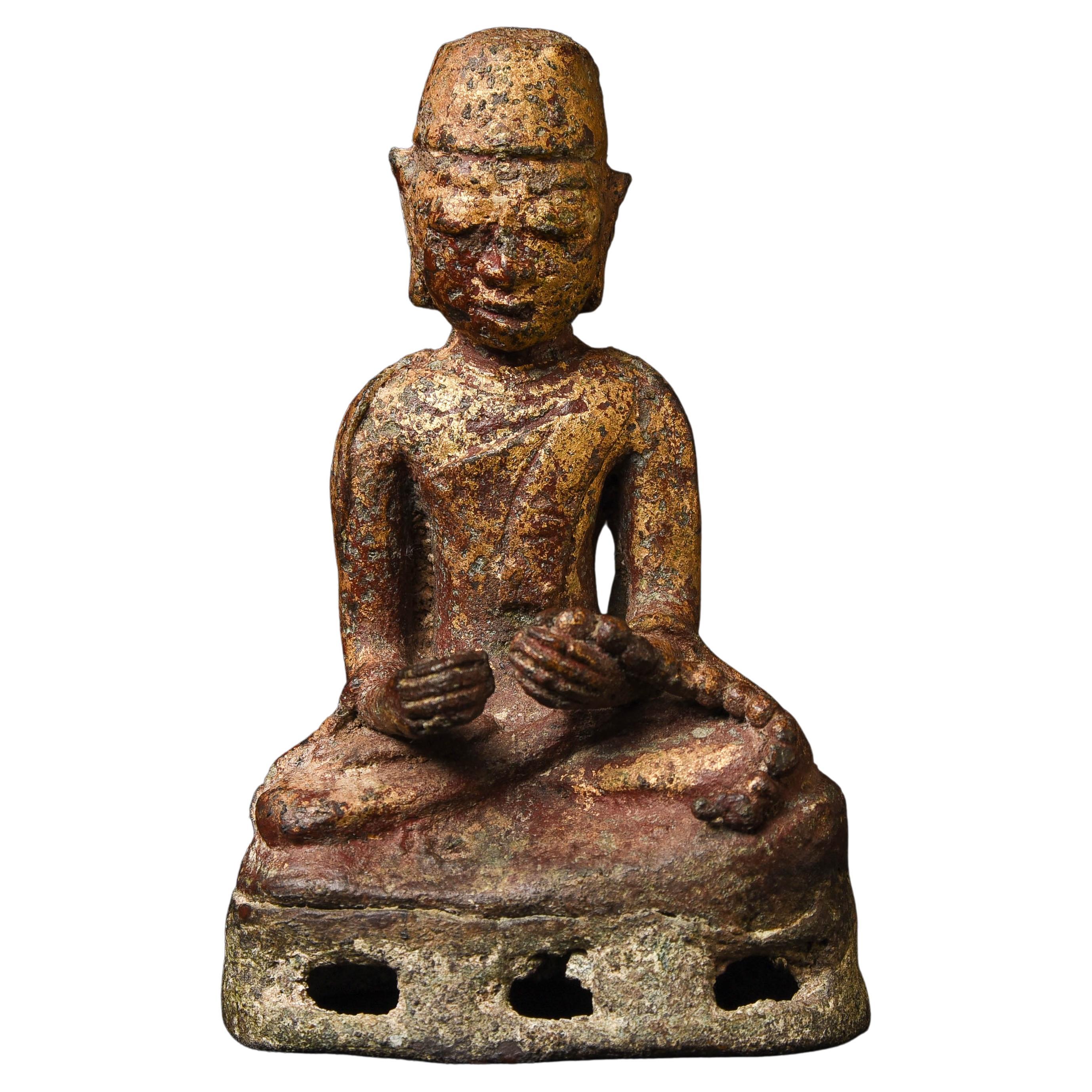 Burmese Monk, Cast Out of a Lead/Bronze Alloy, 9592 For Sale