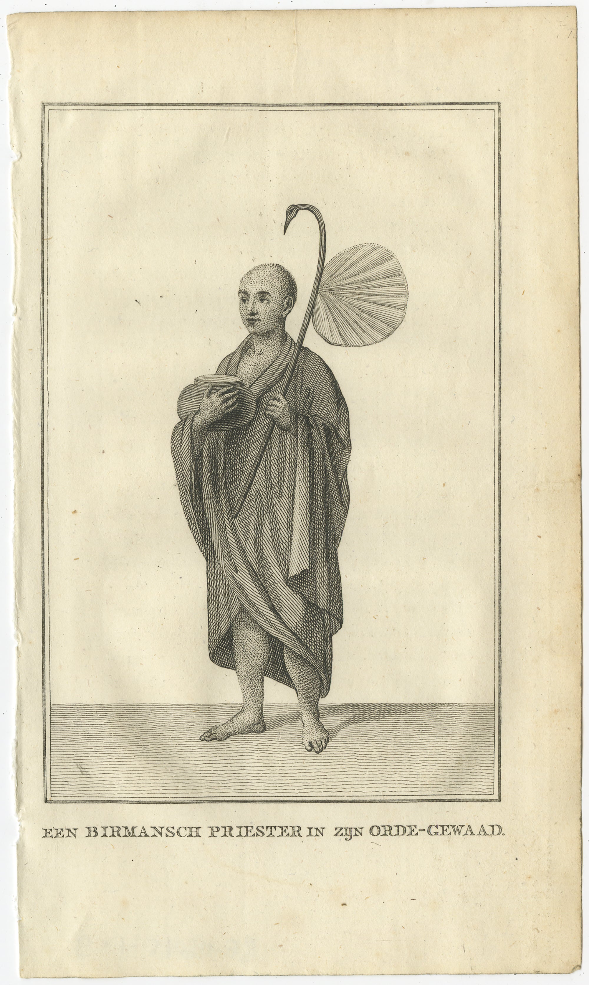 Birmesischer Mönch in religiöser Robe - Antiker Kostümdruck, um 1800

Dieser fein ausgeführte niederländische Stich mit dem Titel 