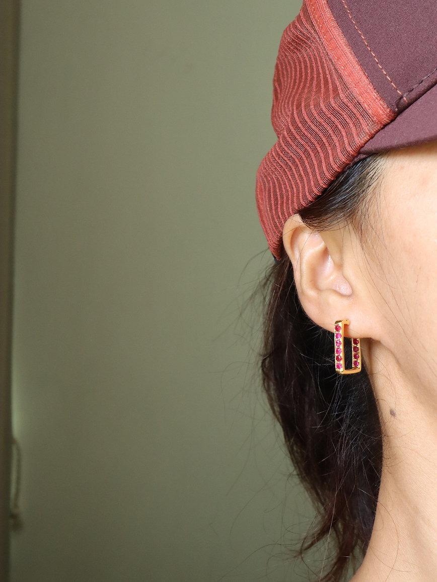 Burmese No Heat Ruby Hoop earring For Sale 1