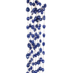 Burmese No Heat Sapphire Beads and Cultured South Sea Pearl 18K Gold Necklace