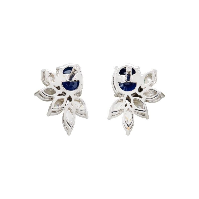 Taille ovale Boucles d'oreilles en saphir birman sans chaleur en vente