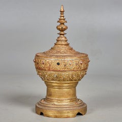Burmese Offering Bowl, Guilded Wood, Myanmar, Early 20th Century