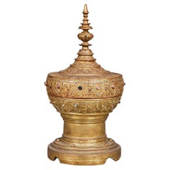 Burmese Offering Bowl, Guilded Wood, Myanmar, Early 20th Century