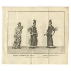 Burmese Official, Wife & Secretary in Ceremonial Dress – Antique Print, c.1800